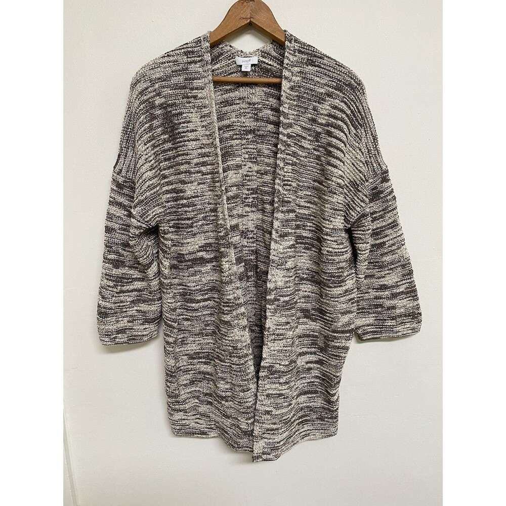 Pure Jill Women’s Size Medium Open Front Caridigan Sweater Shale/Cream Oversized